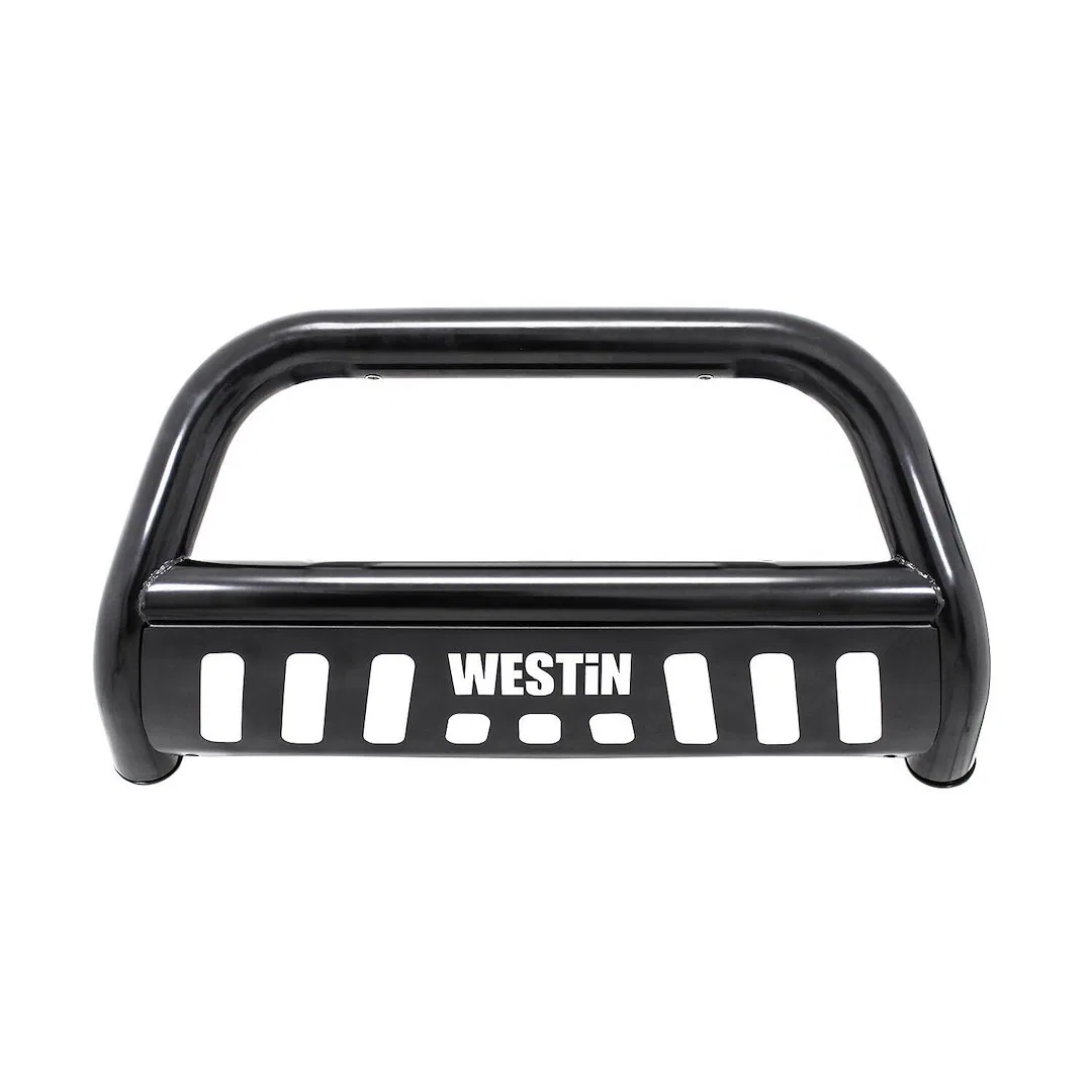 31-5275 – WESTIN Bull Bar, Powder Coated Black Mild Steel 3 Inch Diameter With Textured Black Aluminum Skid Plate Wit...